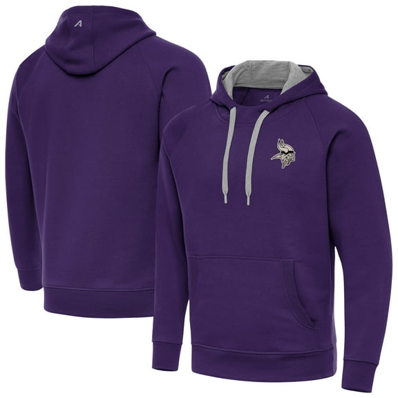 Men's Antigua Purple Minnesota Vikings Brushed Carbon Victory Pullover Hoodie