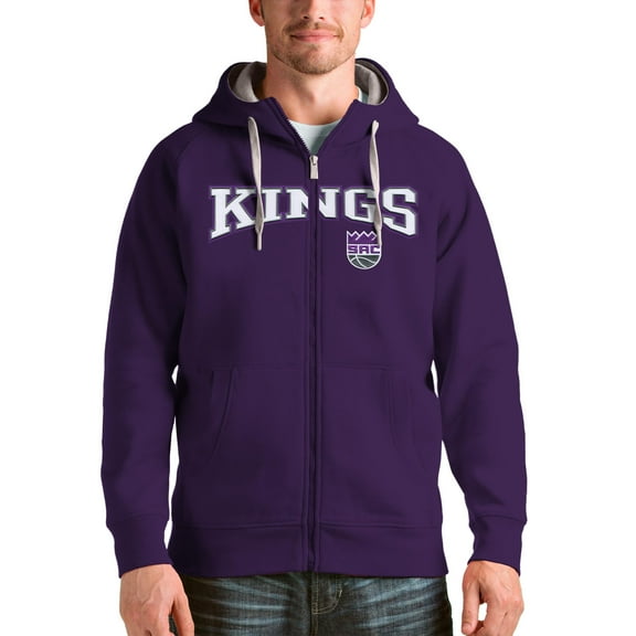 Men's Antigua Purple Sacramento Kings Victory Full-Zip Hoodie