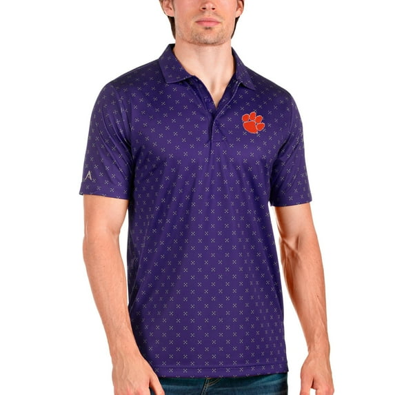 Men's Antigua Purple/Steel Clemson Tigers Spark Polo