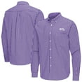 thumbnail image 1 of Men's Antigua Purple TCU Horned Frogs Ellis Woven Tri-Blend Long Sleeve Button-Down Shirt, 1 of 3