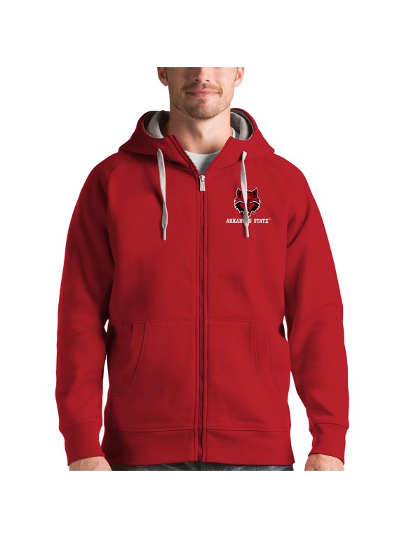 Men's Antigua Red Arkansas State Red Wolves Victory Full-Zip Hoodie