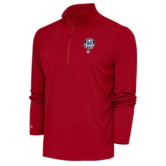 Men's Antigua Red Atlanta Black Crackers Tribute Quarter-Zip Pullover Top