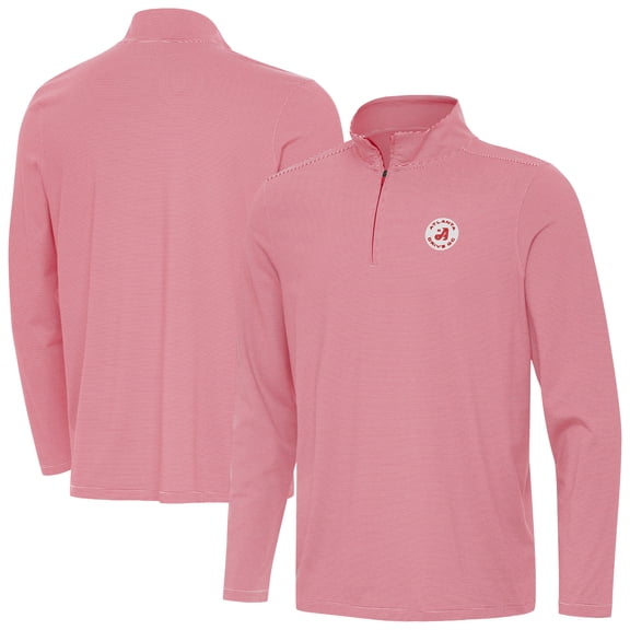 Men's Antigua Red Atlanta Drive GC Twine Quarter-Zip Pullover