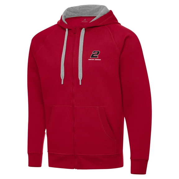 Men's-Antigua  Red Austin Cindric Victory Full-Zip Hoodie