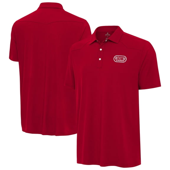 Men's Antigua Red Bowman Gray Stadium Western Polo