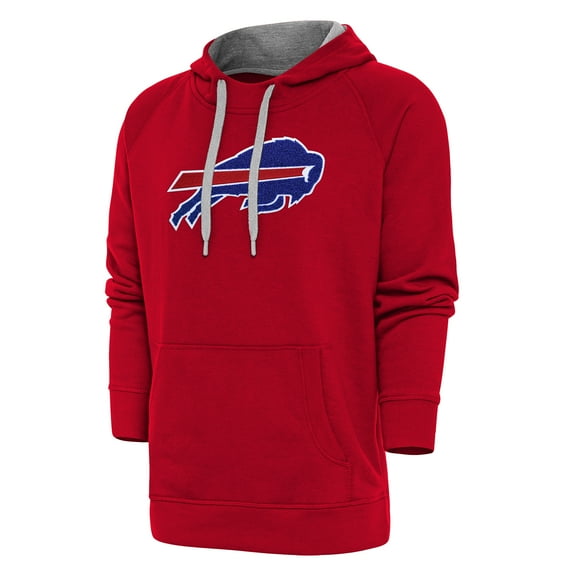 Men's Antigua Red Buffalo Bills Victory Chenille Pullover Hoodie
