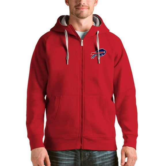 Men's Antigua Red Buffalo Bills Victory Full-Zip Hoodie