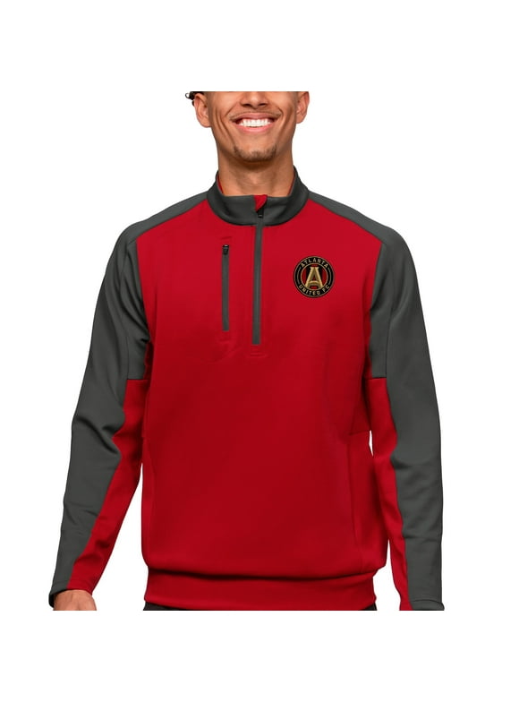 Men's Antigua Red/Charcoal Atlanta United FC Primary Team Logo Team Quarter-Zip Pullover Top