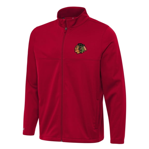 Men's Antigua Red Chicago Blackhawks Links 2 Full-Zip Golf Jacket