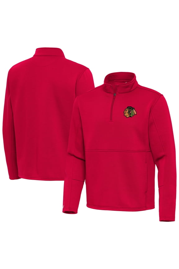 Men's Antigua Red Chicago Blackhawks Twist Quarter-Zip Pullover Jacket