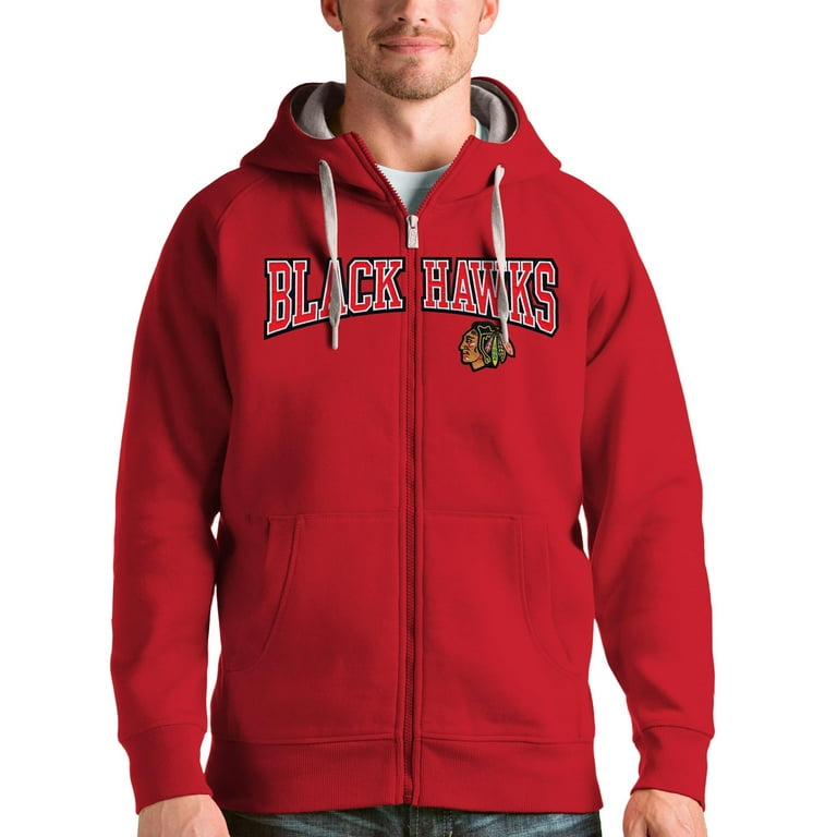 Men's Antigua Red Chicago Blackhawks Wordmark Victory Full-Zip