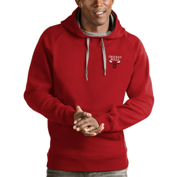 Men's Antigua Red Chicago Bulls Victory Pullover Hoodie