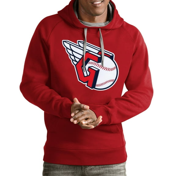 Men's Antigua Red Cleveland Guardians Team Victory Pullover Hoodie