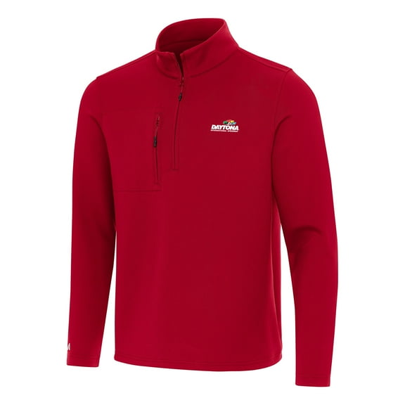Men's Antigua Red Daytona International Speedway Insider Quarter-Zip Pullover Top