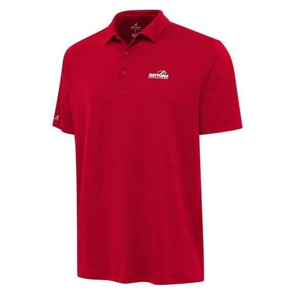 Men's-Antigua Red Daytona International Speedway Reprocess Polo