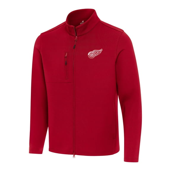 Men's Antigua Red Detroit Red Wings Objection Double-Peached Full-Zip Jacket
