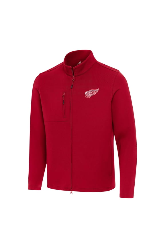 Men's Antigua Red Detroit Red Wings Objection Double-Peached Full-Zip Jacket