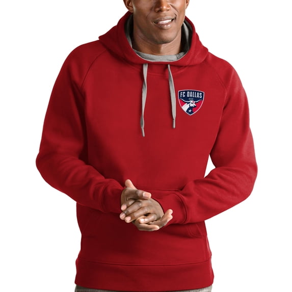 Men's Antigua Red FC Dallas Logo Victory Pullover Hoodie