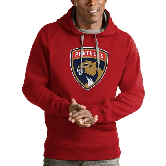 Men's Antigua Red Florida Panthers Logo Victory Pullover Hoodie