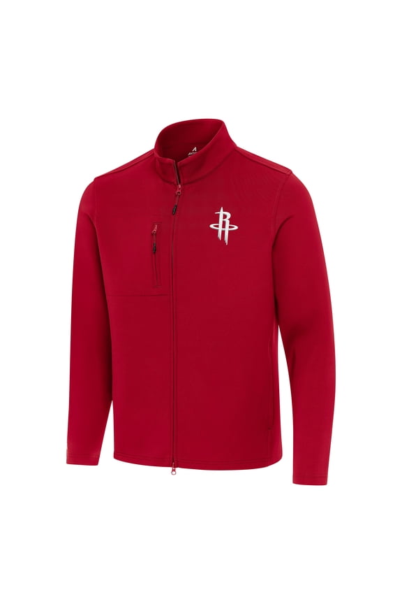 Men's Antigua Red Houston Rockets Objection Double-Peached Full-Zip Jacket