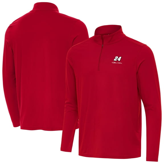 Men's-Antigua Red Jeff Gordon Intent Quarter-Zip Top