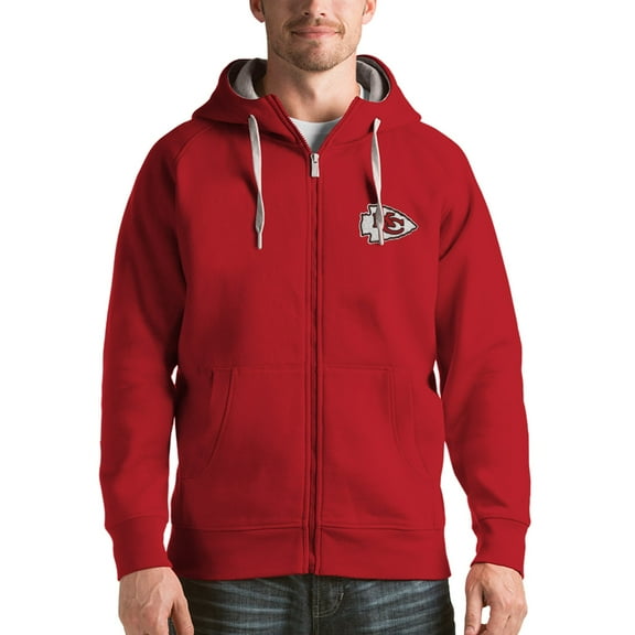 Men's Antigua Red Kansas City Chiefs Victory Full-Zip Hoodie