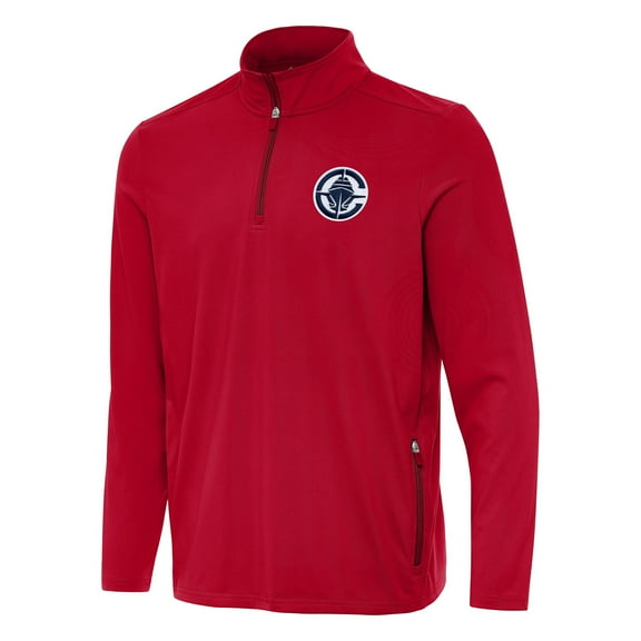 Men's Antigua  Red LA Clippers Perilous Quarter-Zip Sweatshirt