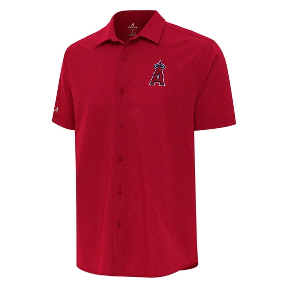 Men's Antigua Red Los Angeles Angels Activate Button-Up Shirt