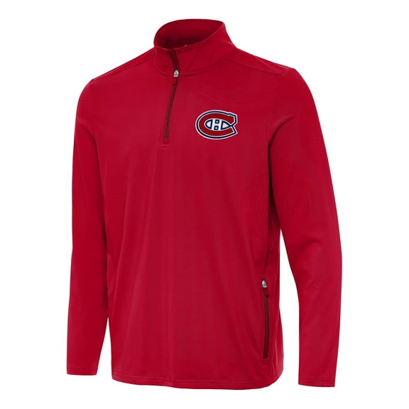 Men's Antigua Red Montreal Canadiens Perilous Quarter-Zip Sweatshirt