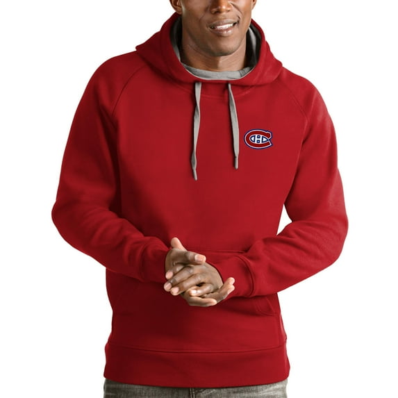 Men's Antigua Red Montreal Canadiens Team Victory Pullover Hoodie