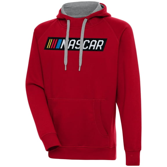 Men's Antigua  Red NASCAR Victory Chenille Pullover Hoodie