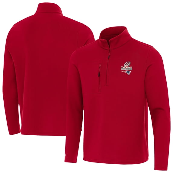 Men's Antigua Red New England Patriots 2025 AFC Champions Insider Quarter-Zip Pullover