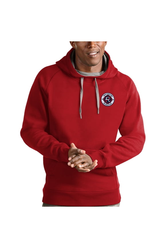 Men's Antigua Red New England Revolution Logo Victory Pullover Hoodie