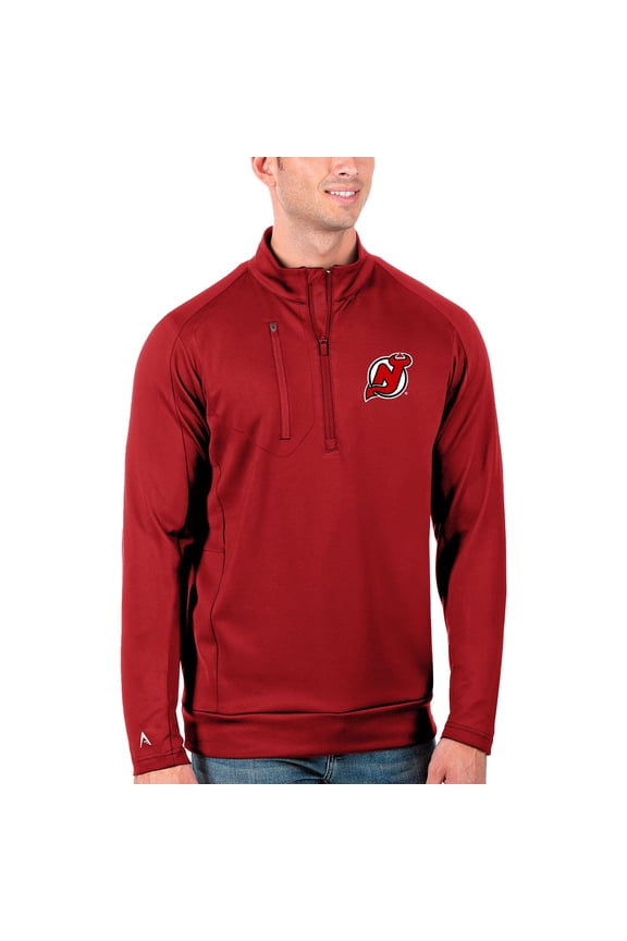 Men's Antigua Red New Jersey Devils Generation Quarter-Zip Pullover Jacket