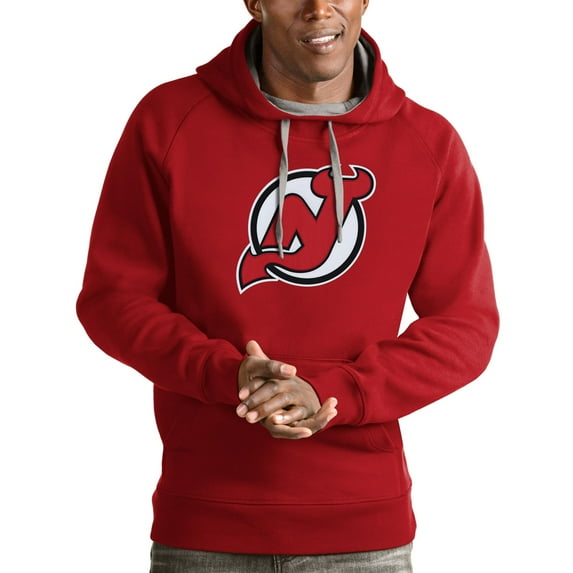 Men's Antigua Red New Jersey Devils Logo Victory Pullover Hoodie