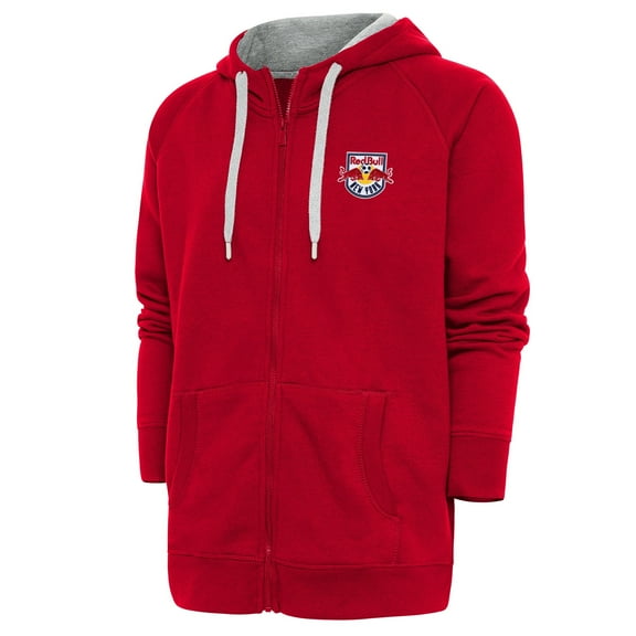 Men's Antigua Red New York Red Bulls Logo Victory Full-Zip Hoodie