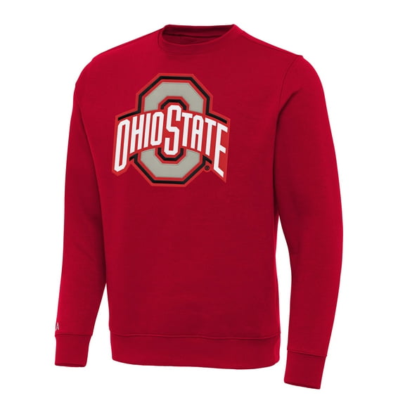 Men's Antigua Red Ohio State Buckeyes Big & Tall Victory Crewneck Pullover Sweatshirt