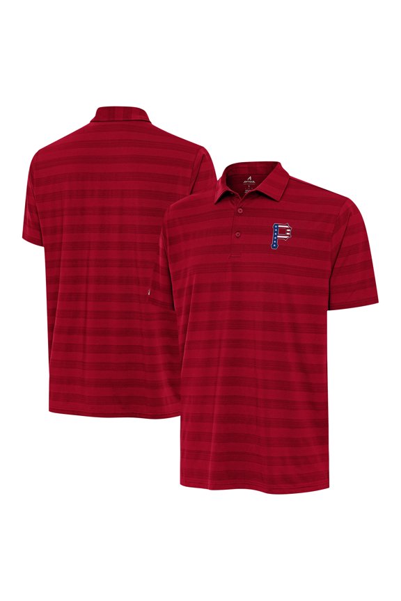 Men's Antigua Red Pittsburgh Pirates Tunnel Stars and Stipes Team Logo Polo