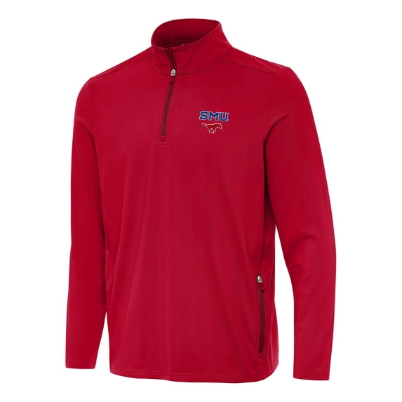 Men's Antigua Red SMU Mustangs Perilous Quarter-Zip Sweatshirt