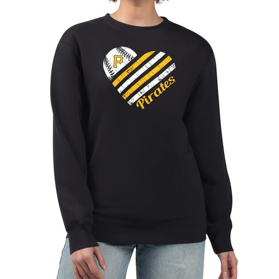 Women's G-III 4Her by Carl Banks Black Pittsburgh Pirates Heart Logo Fleece Pullover Sweatshirt