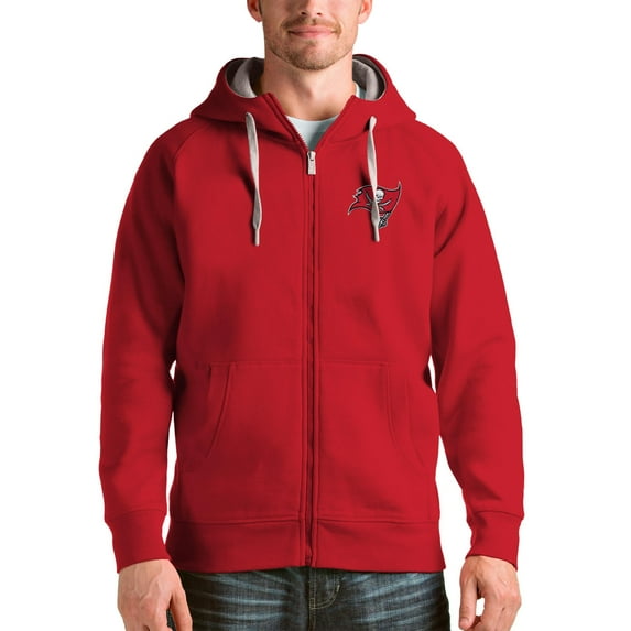 Men's Antigua Red Tampa Bay Buccaneers Victory Full-Zip Hoodie