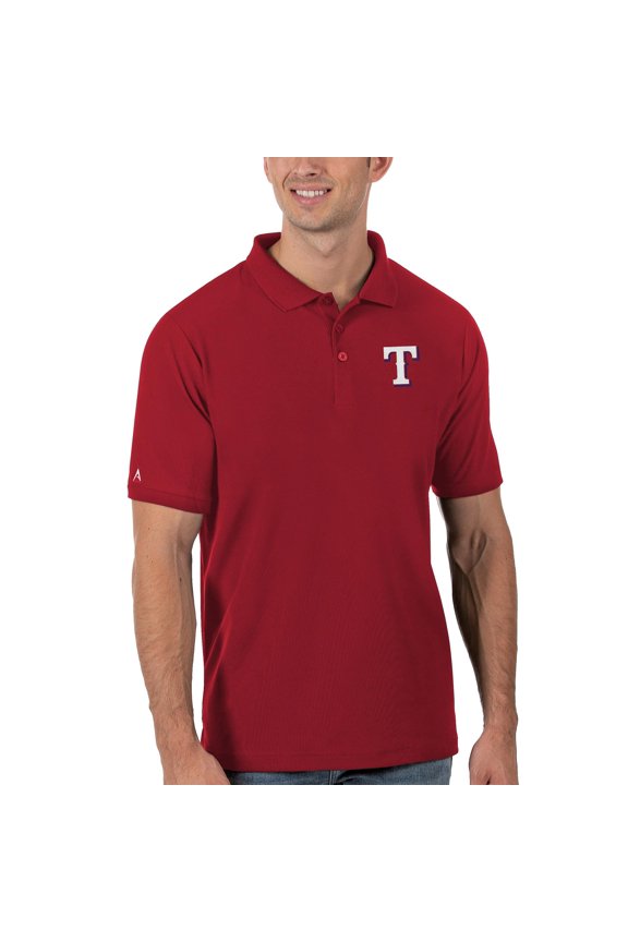 Men's Antigua Red Texas Rangers Legacy Pique Polo
