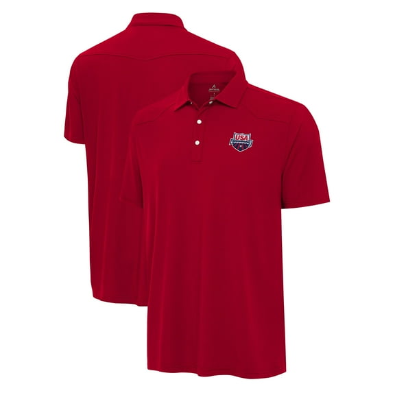 Men's Antigua  Red USA Swimming Western Polo