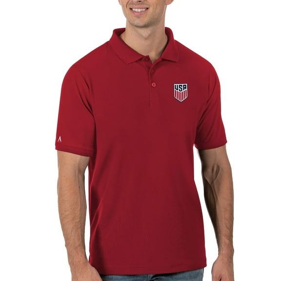 Men's Antigua Red USMNT Legacy Pique Polo