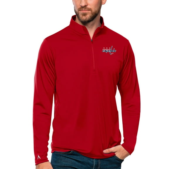 Men's Antigua Red Washington Capitals Tribute Quarter-Zip Pullover Top
