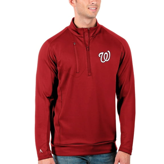 Men's Antigua Red Washington Nationals Generation Quarter-Zip Pullover Jacket
