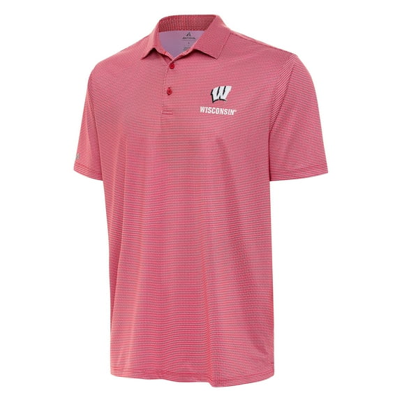 Men's Antigua Red/White Wisconsin Badgers Rings Polo