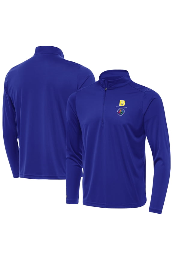 Men's Antigua Royal Brazil Baseball Direct to Film Tribute Quarter-Zip Pullover