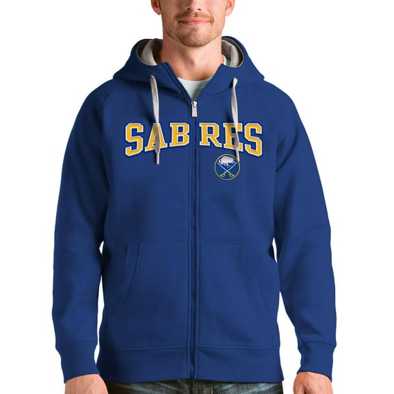 Men's Antigua Royal Buffalo Sabres Wordmark Victory Full-Zip Hoodie