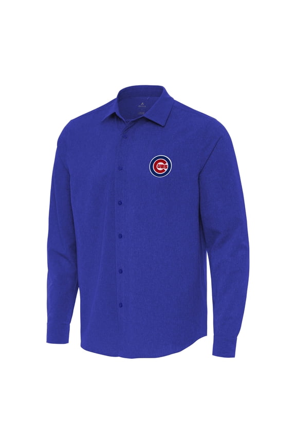Men's Antigua Royal Chicago Cubs Exposure Long Sleeve Button-Up Shirt